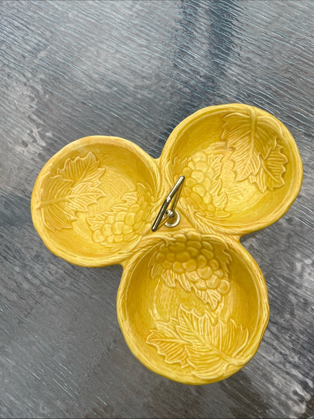 Vintage Maddux of California Mustard Yellow Three Section Ceramic Serving Dish